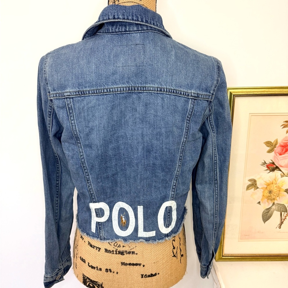 Ralph Lauren POLO Signature Logo Trucker Jean Jacket Size 16 Junior - Picture 2 of 16
